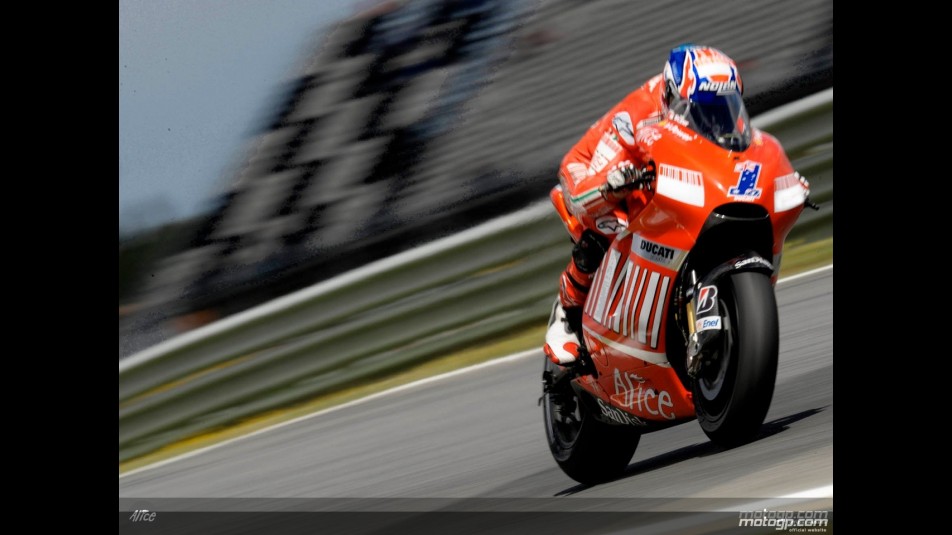 Casey Stoner in action in Estoril (MotoGP)