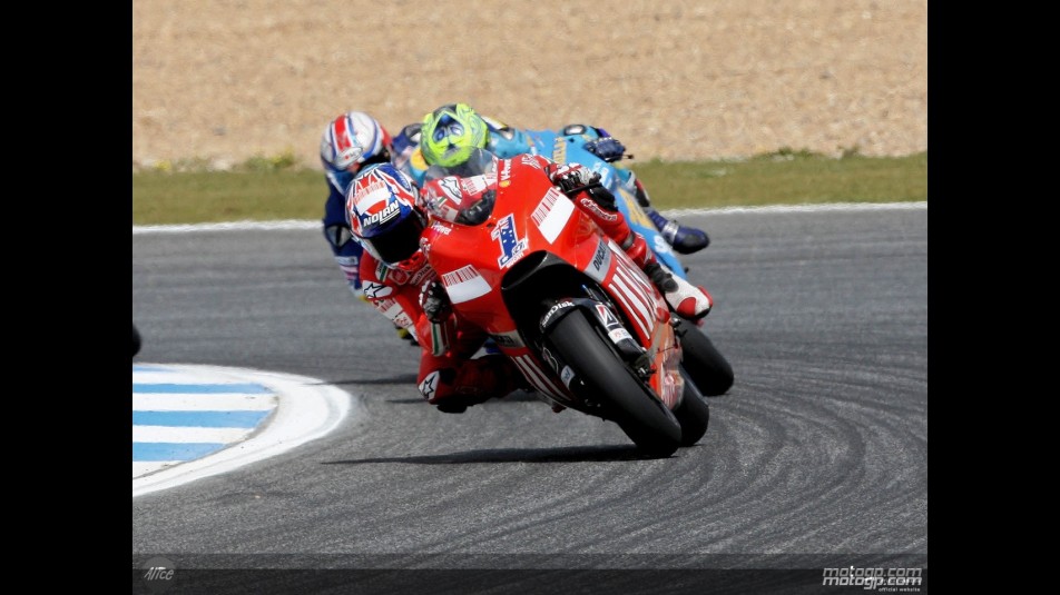 Casey Stoner in action in Estoril (MotoGP)