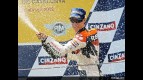Dani Pedrosa celebrating his victory on the podium at Catalunya