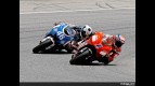 Casey Stoner and Valentino Rossi in action in Catalunya