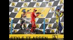 Pedrosa, Stoner and Edwards celebrate on the podium at Assen