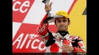 Hector Barbera on the podium at Sanchsenring (250cc)