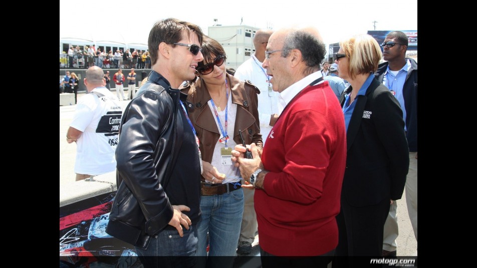 Tom Cruise and Dorna Sports CEO Carmelo Ezpeleta at the Red Bull U.S. Grand Prix