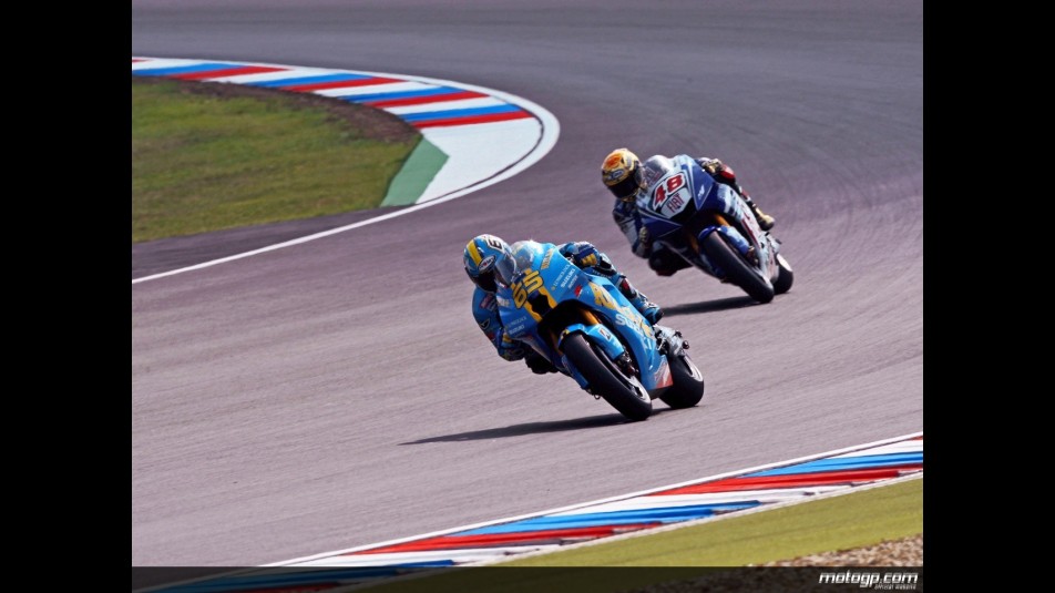 Loris Capirossi and Jorge Lorenzo in action in Brno (MotoGP)