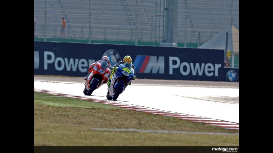 Valentino Rossi and Marco Melandri in action in Misano (MotoGP)