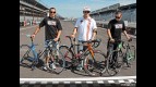Tommy, Nicky and Roger Lee Hayden show off their Specialized bikes at the Indianapolis Motor Speedway