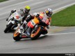 Nicky Hayden riding ahead of Andrea Dovizioso at Indianapolis