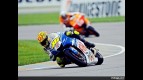 Valentino Rossi riding ahead of Nicky Hayden at Indianapolis