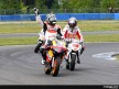 Honda MotoGP riders racing minibikes in Motegi
