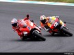 Casey Stoner and Dani Pedrosa in action in Motegi
