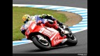 Casey Stoner riding side-by-side with Valentino Rossi in Motegi