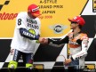 Valentnino Rossi and Dani Pedrosa on the podium at Motegi