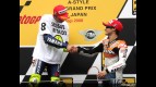 Valentnino Rossi and Dani Pedrosa on the podium at Motegi