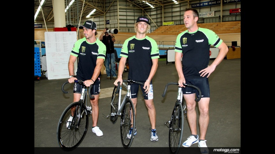 John Hopkins, Anthony West and Michael Bartholemy at the Melbourne Velodrome