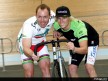 Shane Kelly and Anthony West enjoy at the Melbourne Velodrome