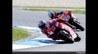 Casey Stoner riding ahead of Nicky Hayden at Phillip Island