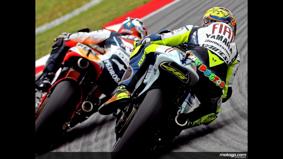 Valentino Rossi chasing Dani Pedrosa in Sepang