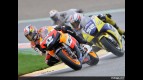 Dani Pedrosa riding ahead of James Toseland during Practice in Valencia