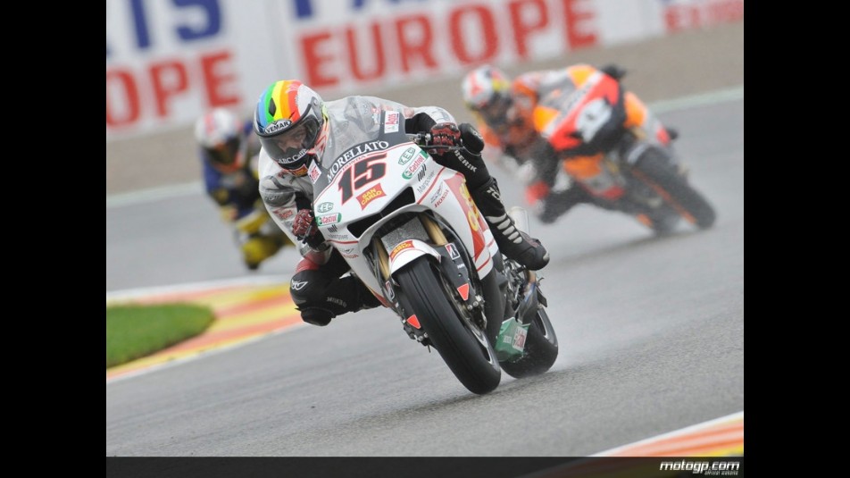 Alex de Angelis in action during Practice in Valencia