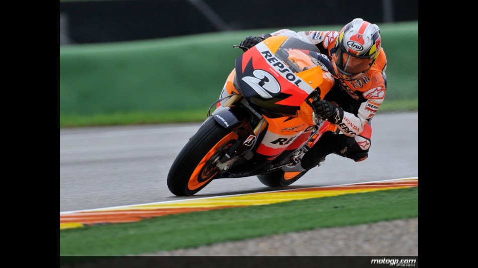 Dani Pedrosa in action during Practice in Valencia