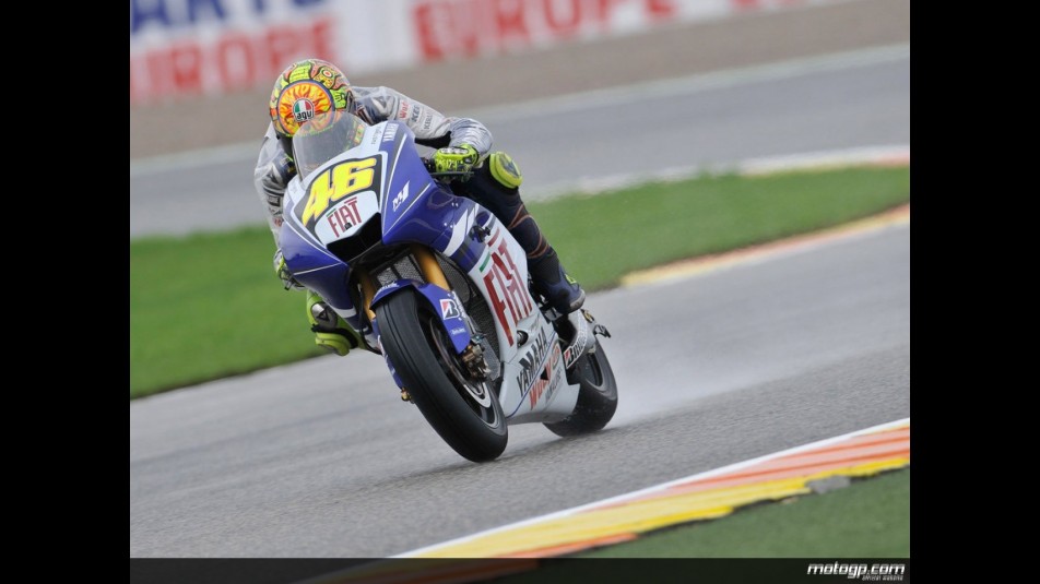 Valentino Rossi in action during Practice in Valencia