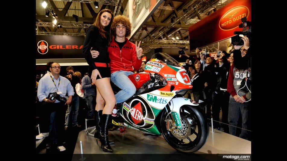 250cc World Champion Marco Simoncelli on his title winning Gilera