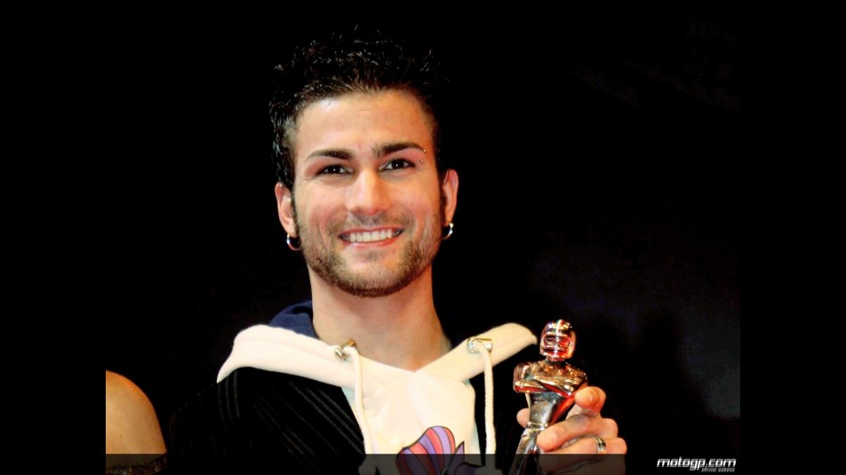 Mattia Pasini receiving `Golden Helmet´ at Bologna Motorshow