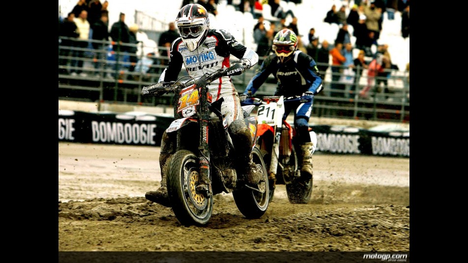 Randy de Puniet at the Bologna Motorshow Supermoto Event
