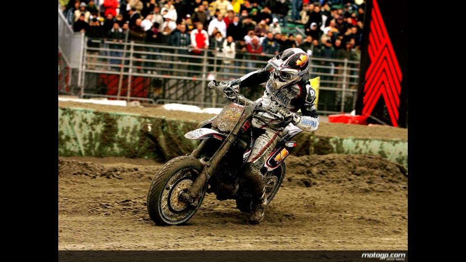 Randy de Puniet at the Bologna Motorshow Supermoto Event