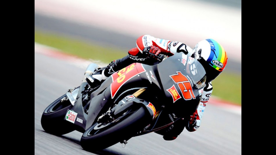 Alex de Angelis on track at Sepang test