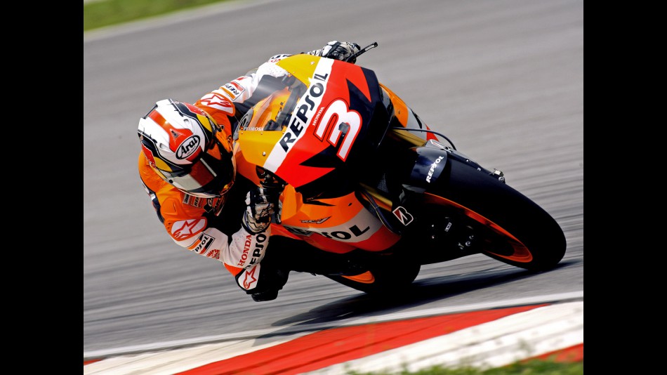 Dani Pedrosa in action at Sepang test