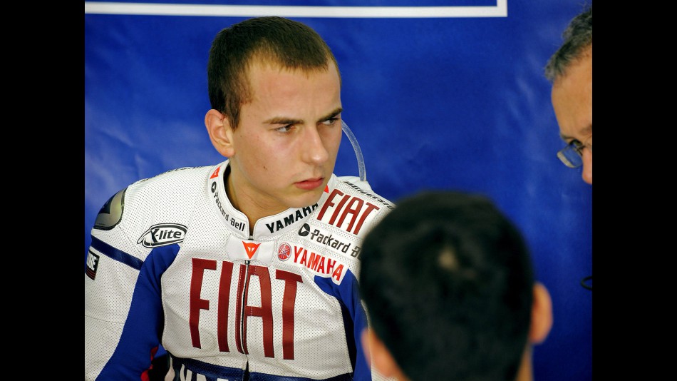 Jorge Lorenzo in the Fiat Yamaha garage