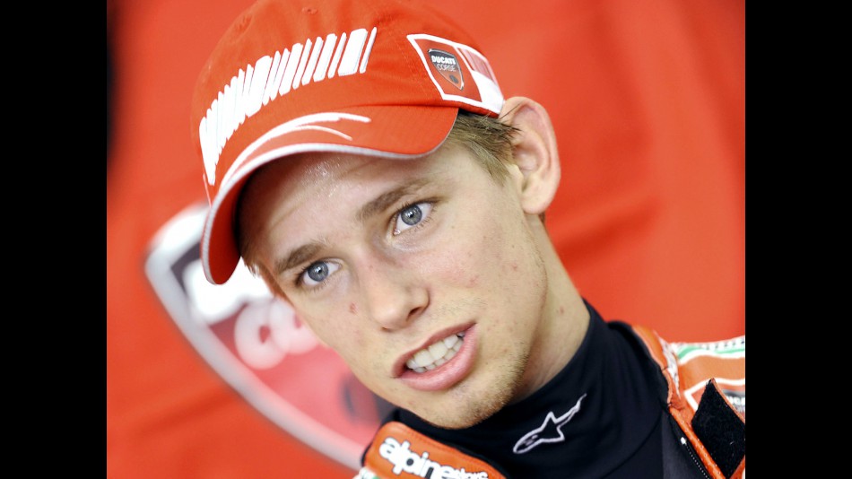 Casey Stoner in the Ducati garage