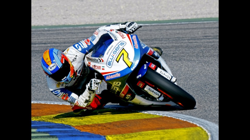 Dani Rivas in action at the Test Honda BQR-Moto2 in Valencia