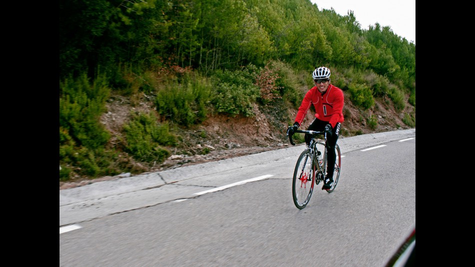 Toni Elias undertakes bicycle training