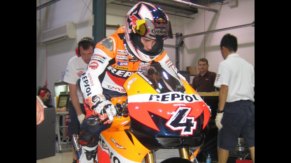 Repsol Honda's Andrea Dovizioso getting ready for the Qatar Night Test
