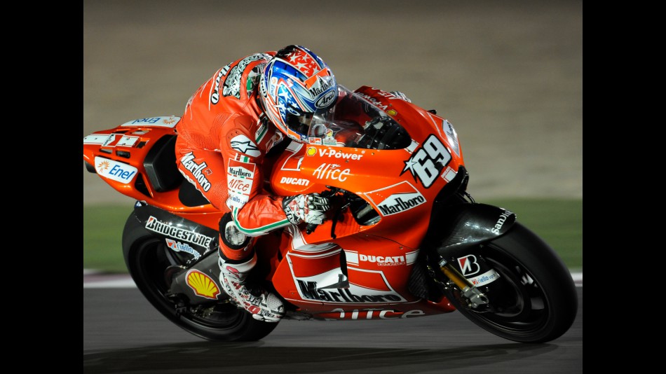 Ducati Marlboro's Nicky Hayden at the Losail Circuit Qatar Night Test