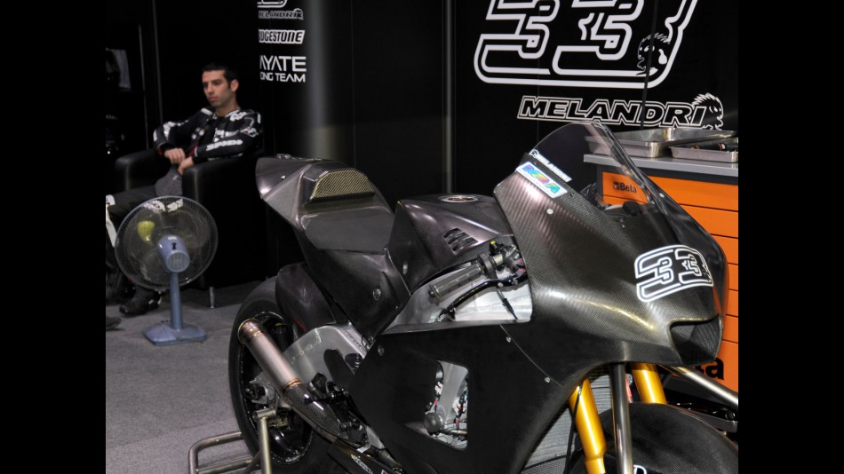 Marco Melandri in the Hayate Racing Team box
