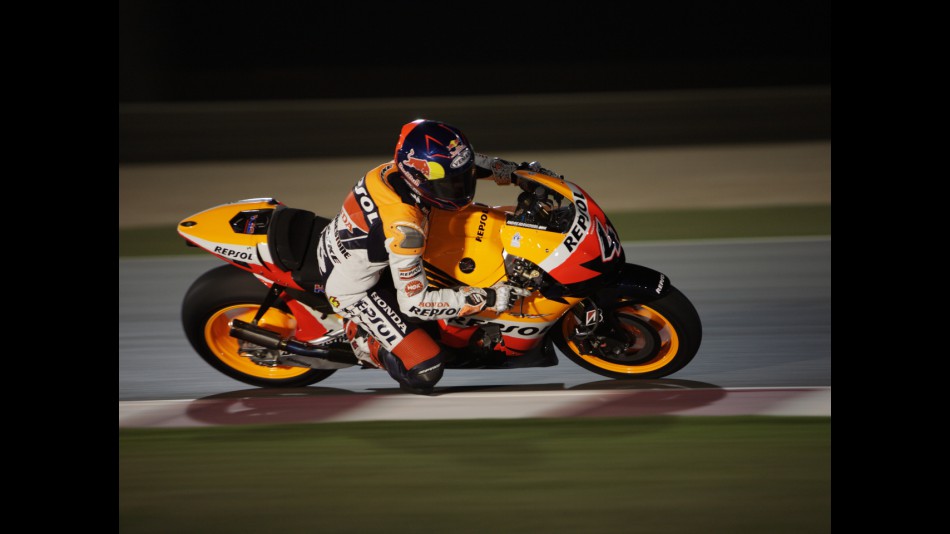 Andrea Dovizioso riding the RC212V Honda at the Losail International Circuit