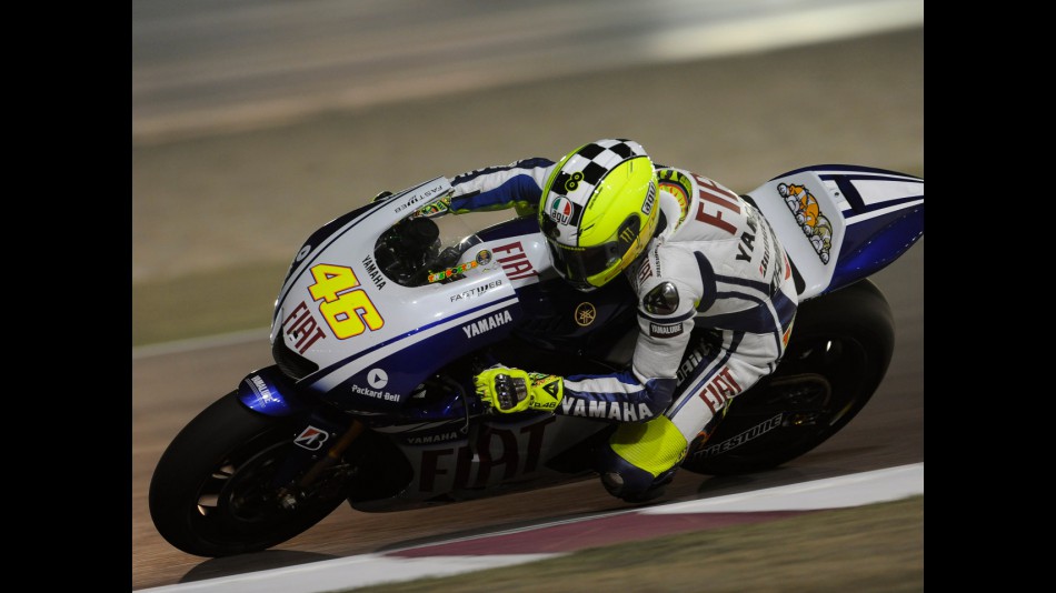Valentino Rossi in action at the Losail International Circuit