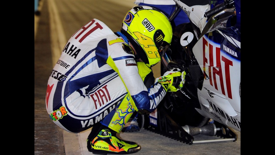 Valentino Rossi getting ready before leaving the pitlane