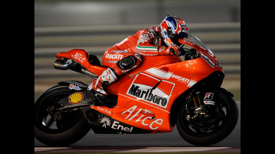 Casey Stoner in action at the Losail Qatar Night Test