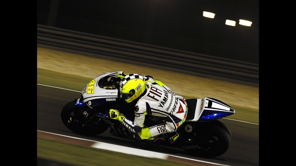 Valentino Rossi in action at the Losail International Circuit