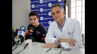 Dani Pedrosa and Dr Xavi Mir at the USP Institut Universitari Dexeus in Barcelona