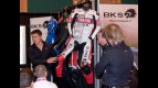 James Toseland at Daytona 200 event with leather suppliers BKS