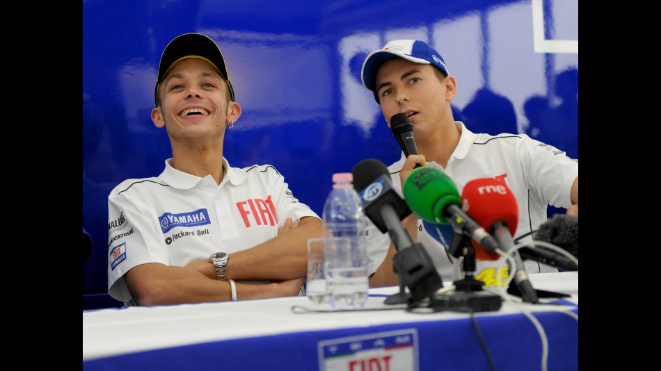 Valentino Rossi and Jorge Lorenzo at the Fiat Yamaha Press conference