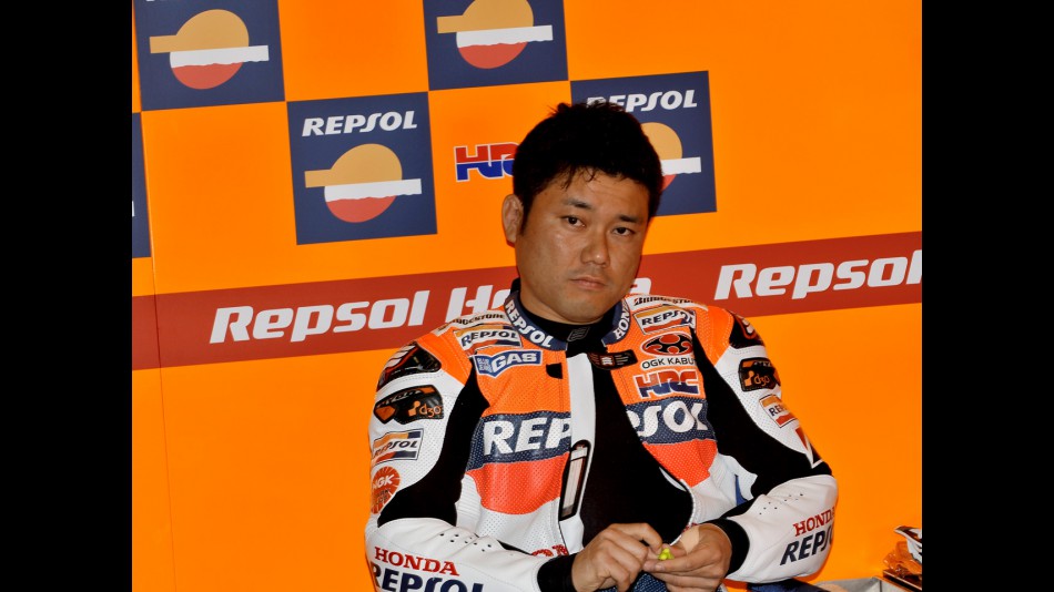 Kousuke Akiyoshi in the Repsol Honda garage at the Official MotoGP Test in Jerez