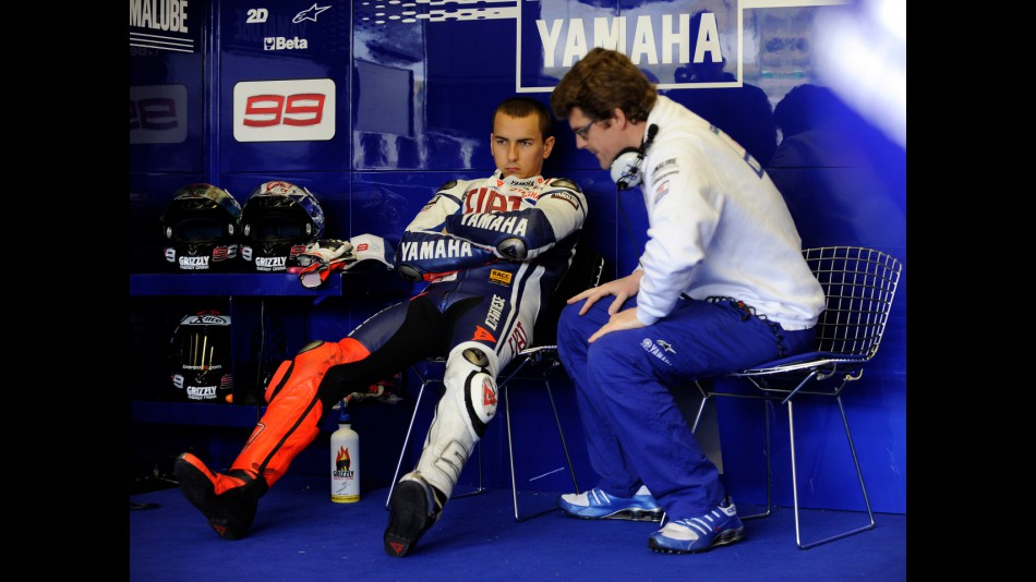 Fiat Yamaha's Jorge Lorenzo in his box