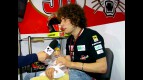 Marco Simoncelli in the Metis Gilera garage