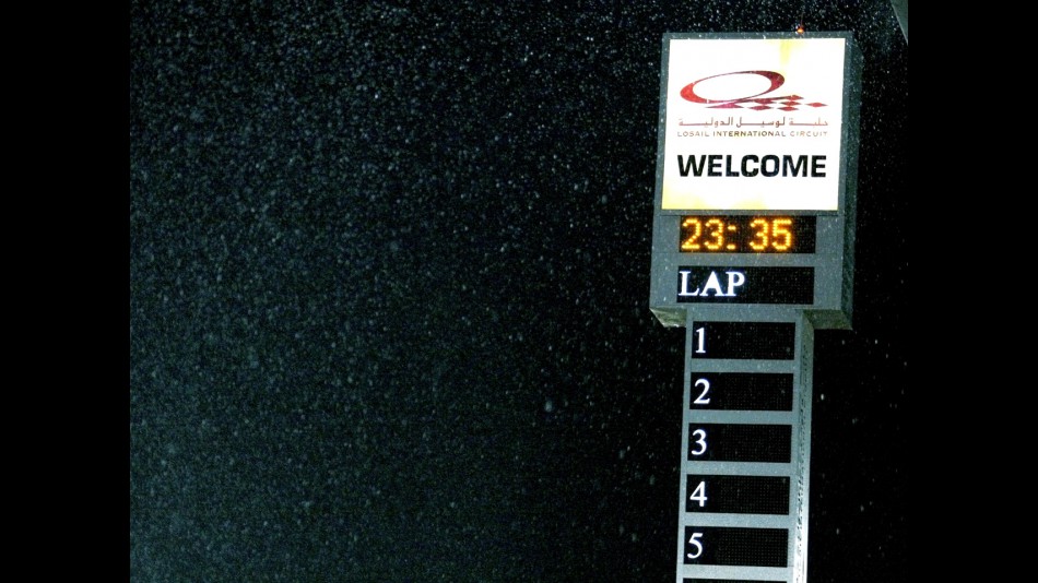 Rainy night at Losail International Circuit